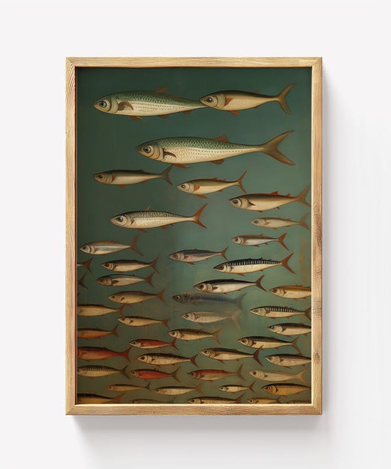 Sardines Still Life Art Print Vintage Fish Painting