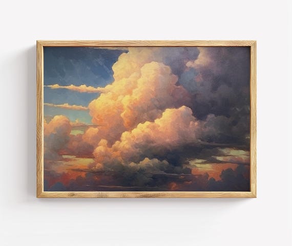 Moody Cloud Painting Vintage Sky Art Print