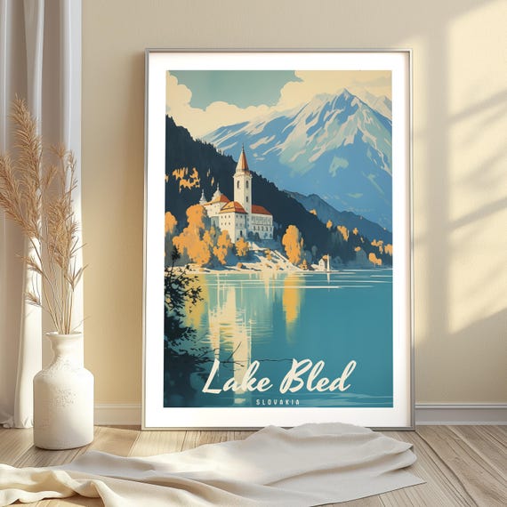 Lake Bled Wall Art Lake Bled Travel Poster Slovenia Dcor Lake Bled Gift Idea Lake Bled Landscape Print For Home Lake Bled Scenic Artwork