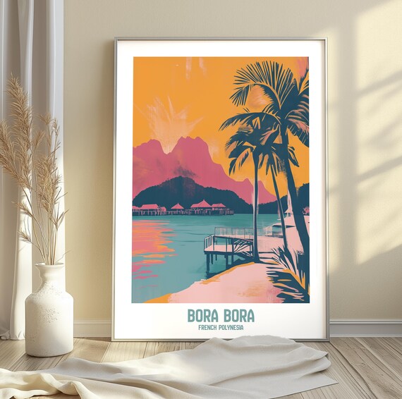 Bora Bora French Polynesia Tropical Paradise Series Retro Art Print