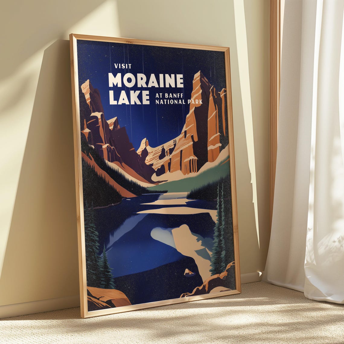 Moraine Lake Banff National Park Mountain Lake Night Sky Poster - Image 3