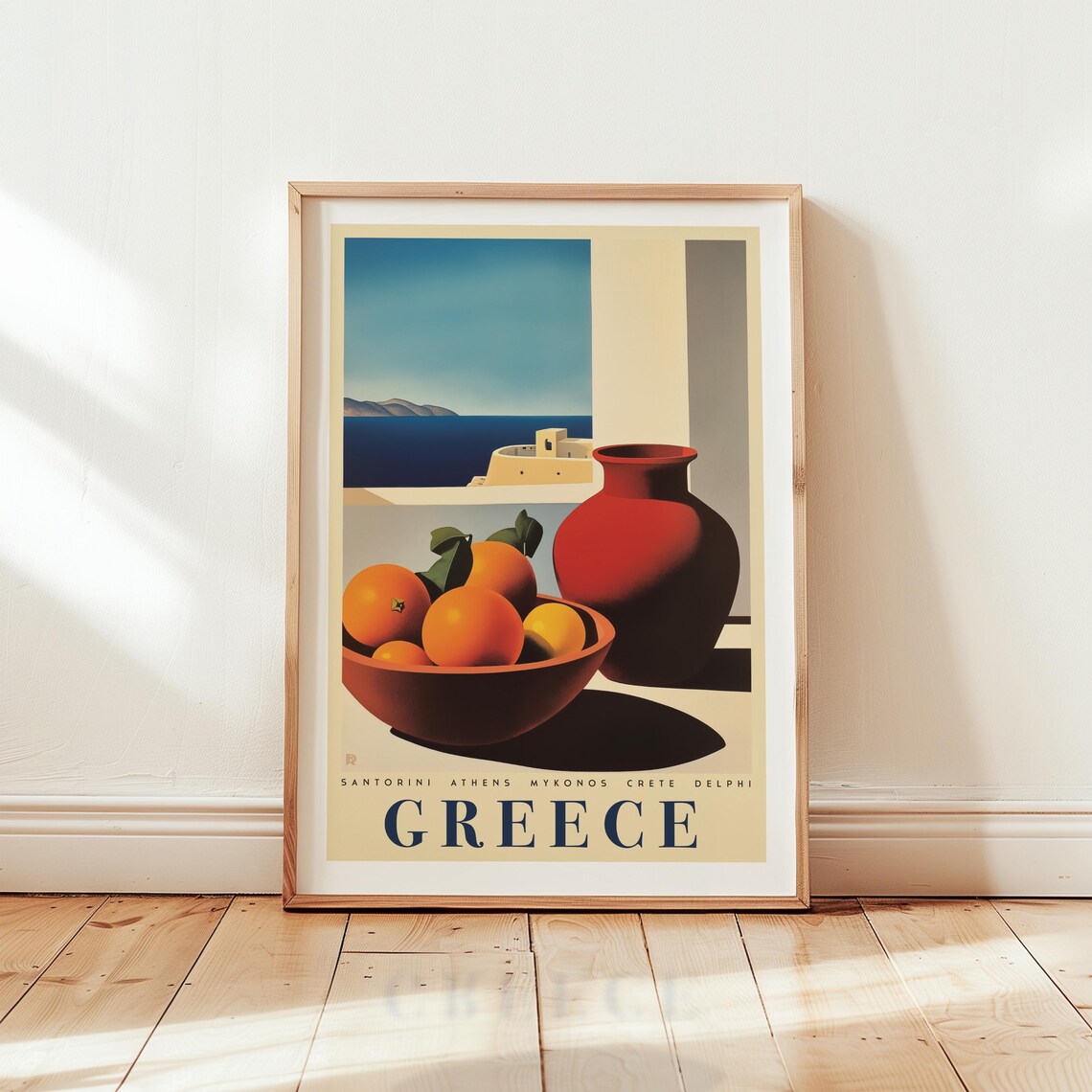 Vintage Greece Travel Poster, Mediterranean Art Print