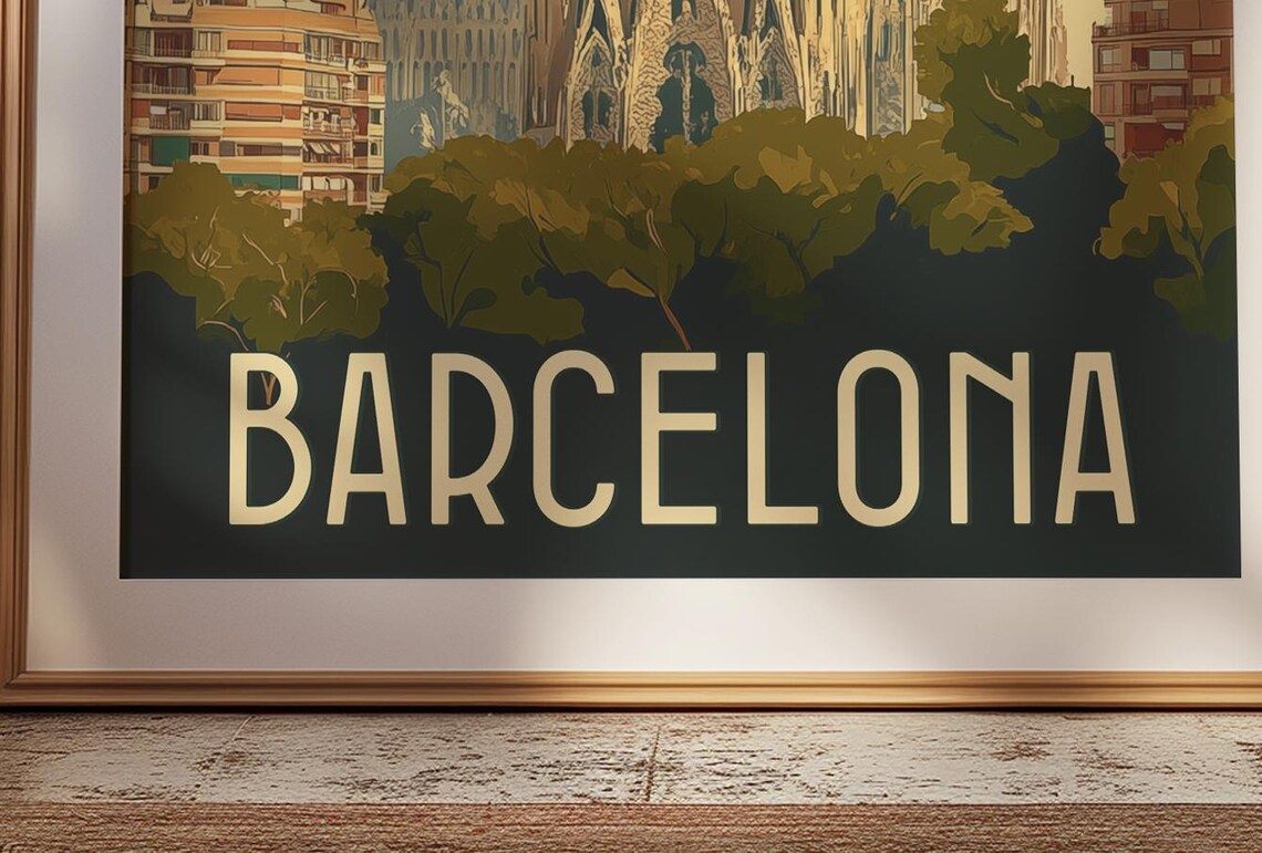 Barcelona Spain Sagrada Familia Basilica Retro Travel Poster - Image 4