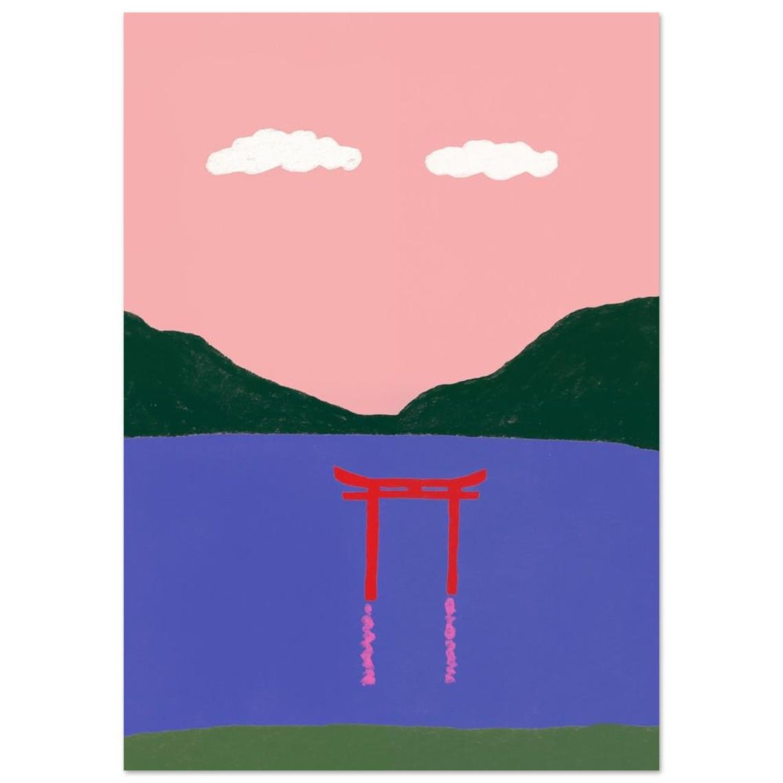Itsukushima Shrine Torii Minimalist Japanese Art Poster Pink Sky Scene - Image 2