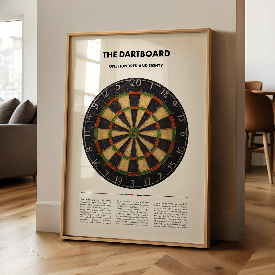 Vintage Style Dartboard Art Print, Sports Decor