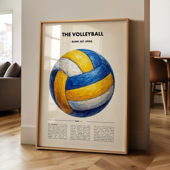 The Volleyball Bump Set Spike Vintage Oil Painting Sports History Poster