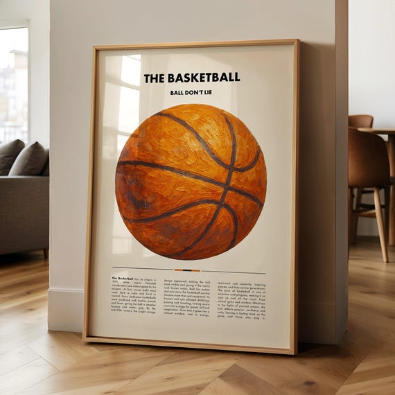 Basketball Printed Poster Vintage Style Art Print Sports Wall Decor History Fan Gift Wallpaper