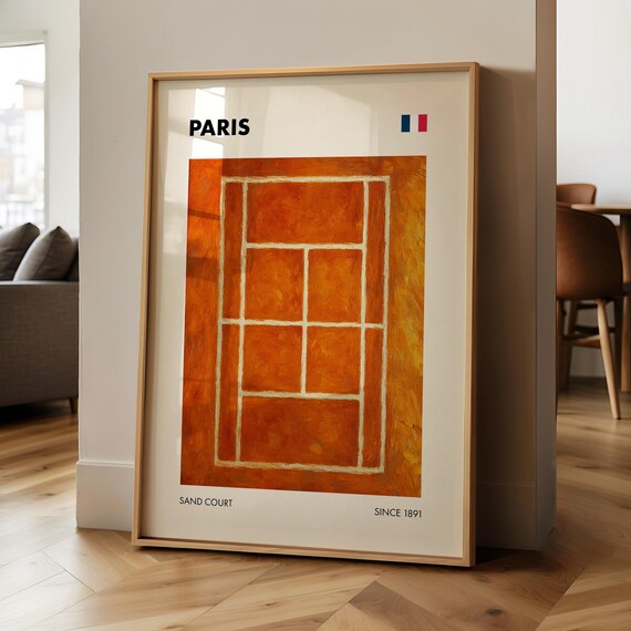Paris Clay Tennis Court Poster Sand Court Since 1891 France Art