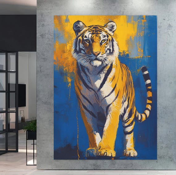 Tiger Wall Art Canvas Jungle Animal Decor Bold Painting Wildlife Big Cat Abstract Predator