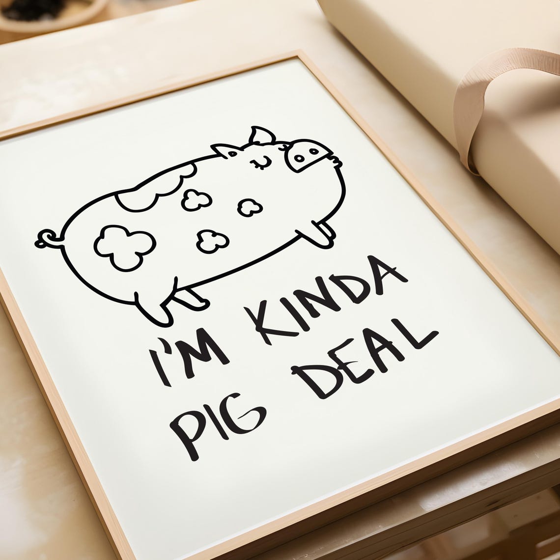 I'm Kinda Pig Deal Funny Doodle Pig Pun Humour Kitchen Poster - Image 2