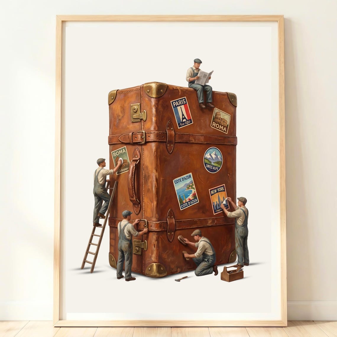 Wanderlust Wall Art Packed Suitcase Print Travelling Decor Poster