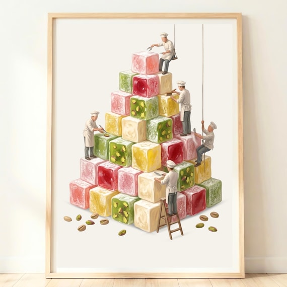 Turkish Delight Wall Art Middle Eastern Dessert Print Cube Sweet Stack Poster Exotic Decor