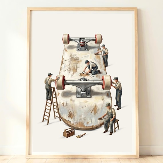 Skateboard Wall Art Boys Room Print Skater Decor Urban Sports Poster