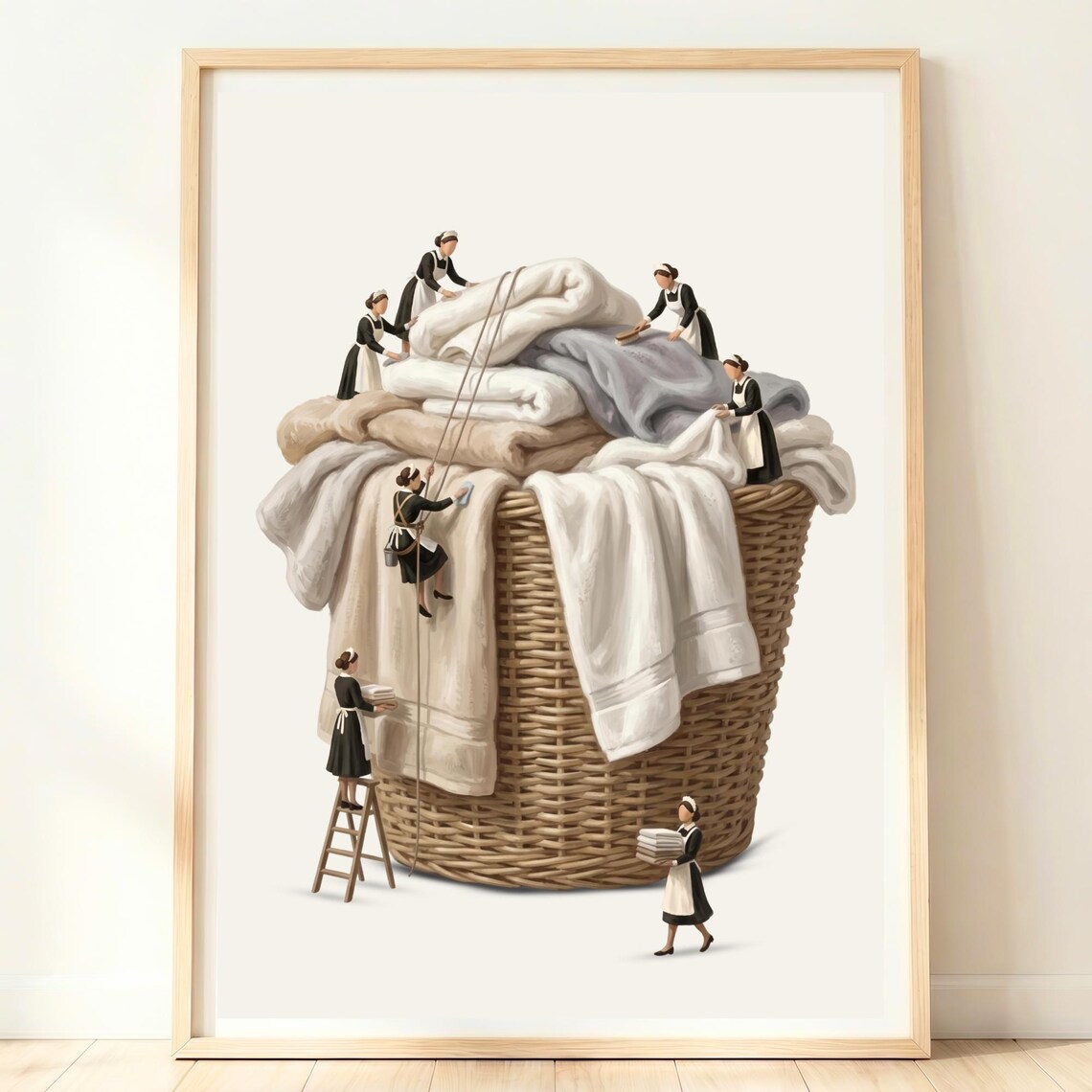 Laundry Basket Wall Art, Japandi Utility Room Poster