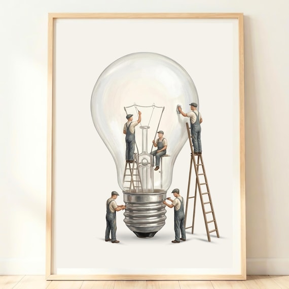 Vintage Lightbulb Wall Art Creative Studio Decor Idea Inspiration Poster Innovation Artwork