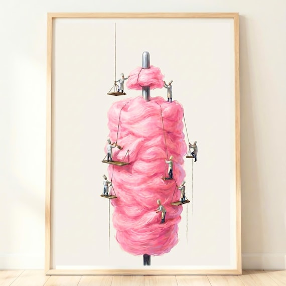 Fairground Wall Art Cotton Candy Print Carnival Decor Nostalgic Food Poster Fun