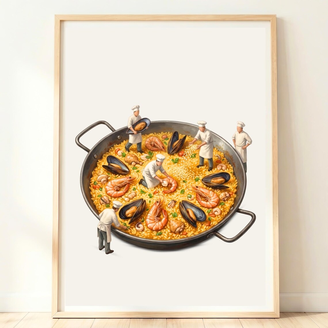 Paella Spanish Food Print, Mediterranean Kitchen Art