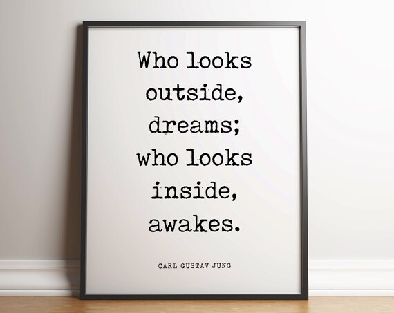 Carl Gustav Jung Who Looks Outside Dreams Inside Awakes Typewriter Poster