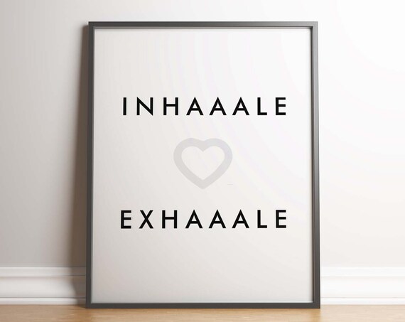Inhale Exhale Print Yoga Exercise Gym Spa Decor Minimal Print Unframed Poster Typography Quote Poster Modern Lifestyle Health
