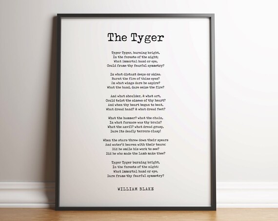 William Blake The Tyger Burning Bright Poem Typography Print
