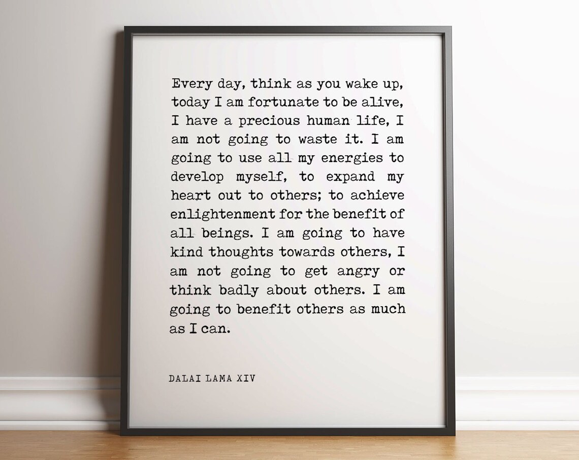 Dalai Lama Morning Intention Gratitude Compassion Quote Print