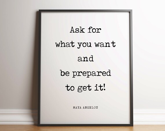 Maya Angelou Ask For What You Want Quote Vintage Typewriter Poster