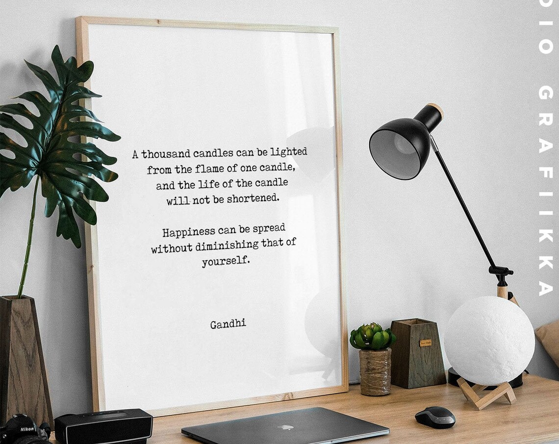 Gandhi A Thousand Candles Happiness Quote Minimal Typewriter Art Poster - Image 3