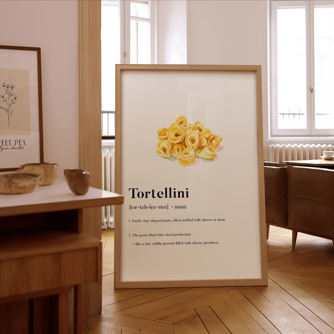 Tortellini Definition Poster, Italian Kitchen Wall Art