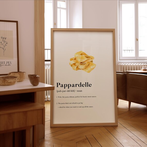 Pappardelle Watercolor Definition Pasta Kitchen Decor Poster