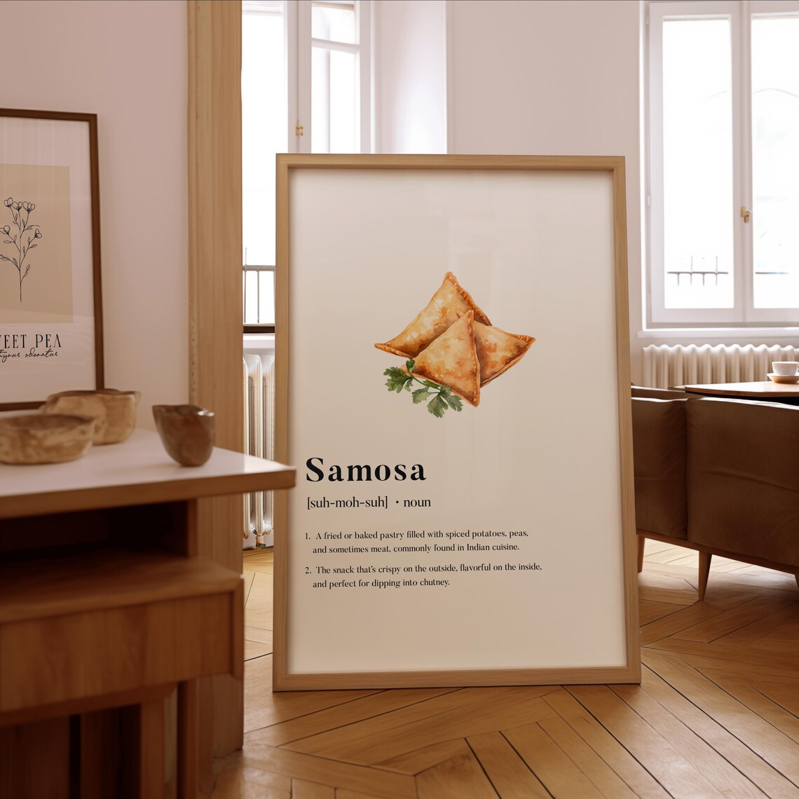 Samosa Definition Art Print, Gourmet Kitchen Wall Art