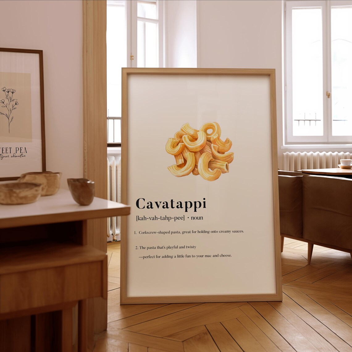 Cavatappi Definition Art Print, Italian Kitchen Wall Art