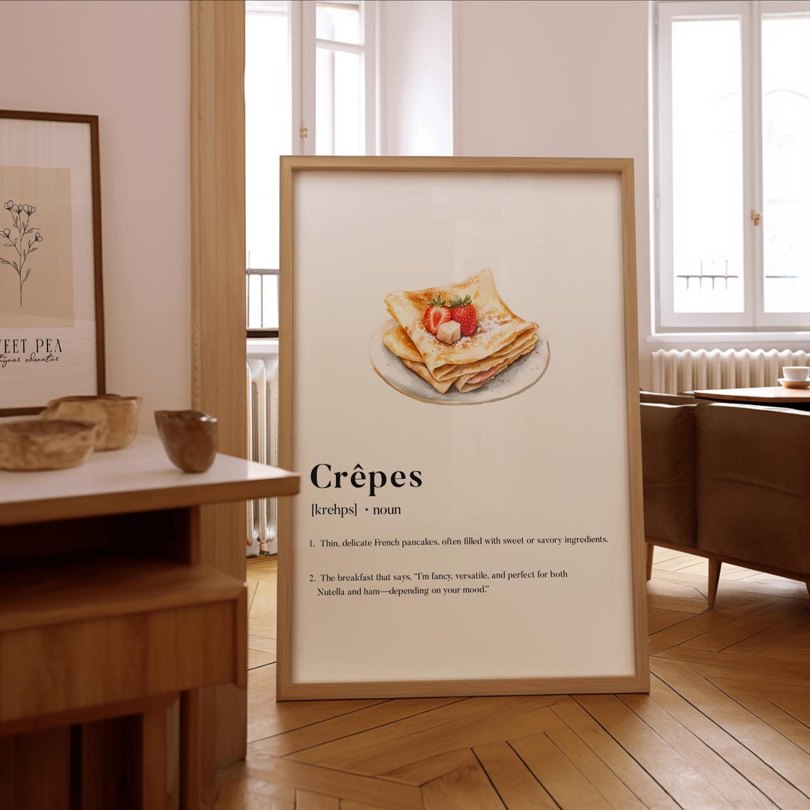 Crêpes French Pancake Definition Gourmet Kitchen Dictionary Poster