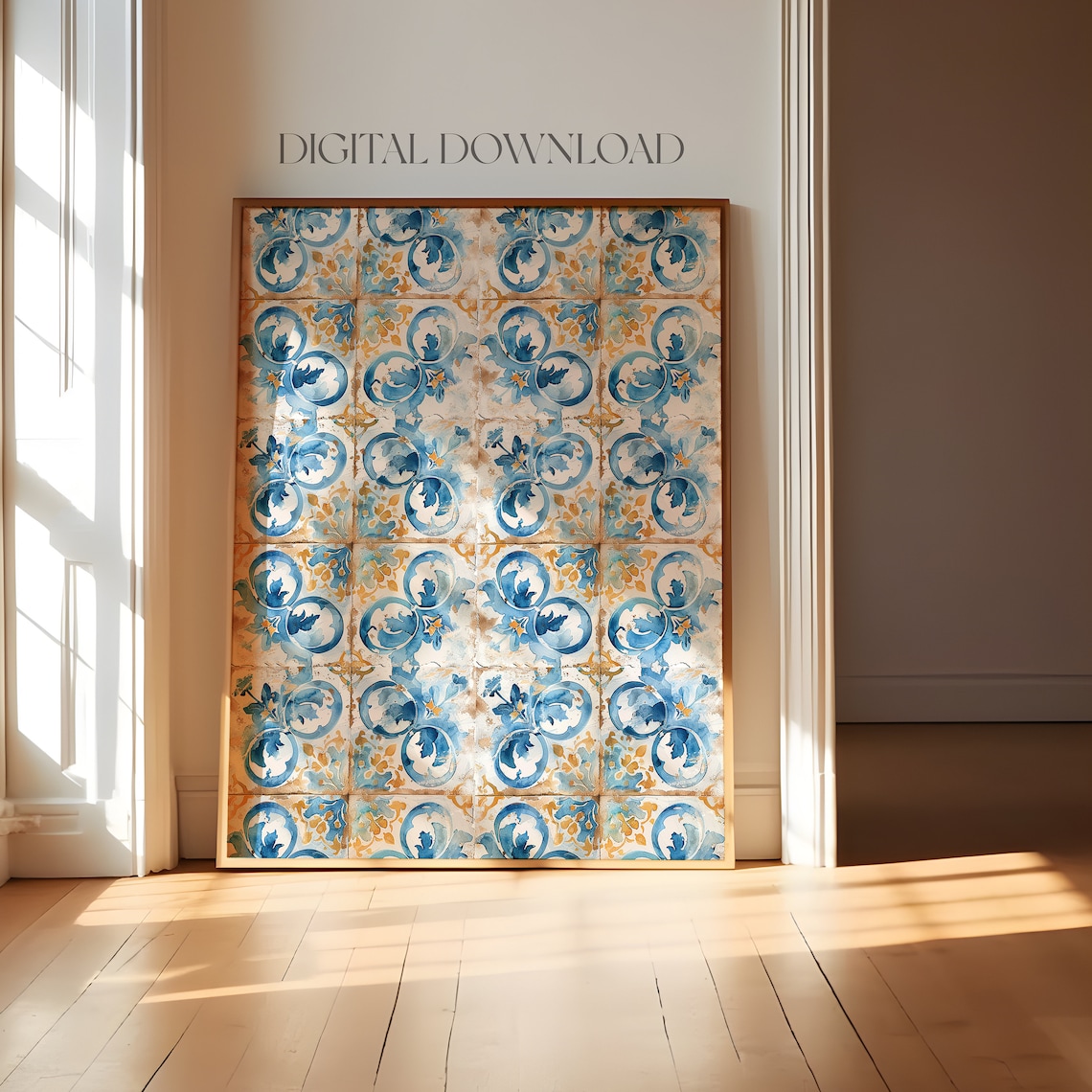 Mediterranean Tiles Travel Poster, European Wall Decor
