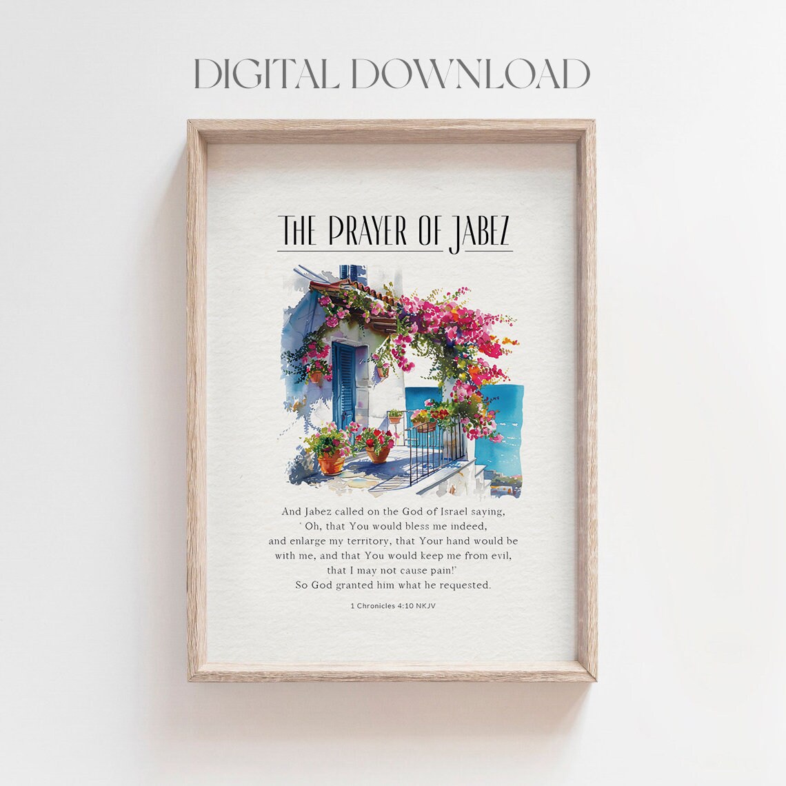 The Prayer Of Jabez 1 Chronicles 4:10 NKJV Mediterranean Floral Bible Poster - Image 4