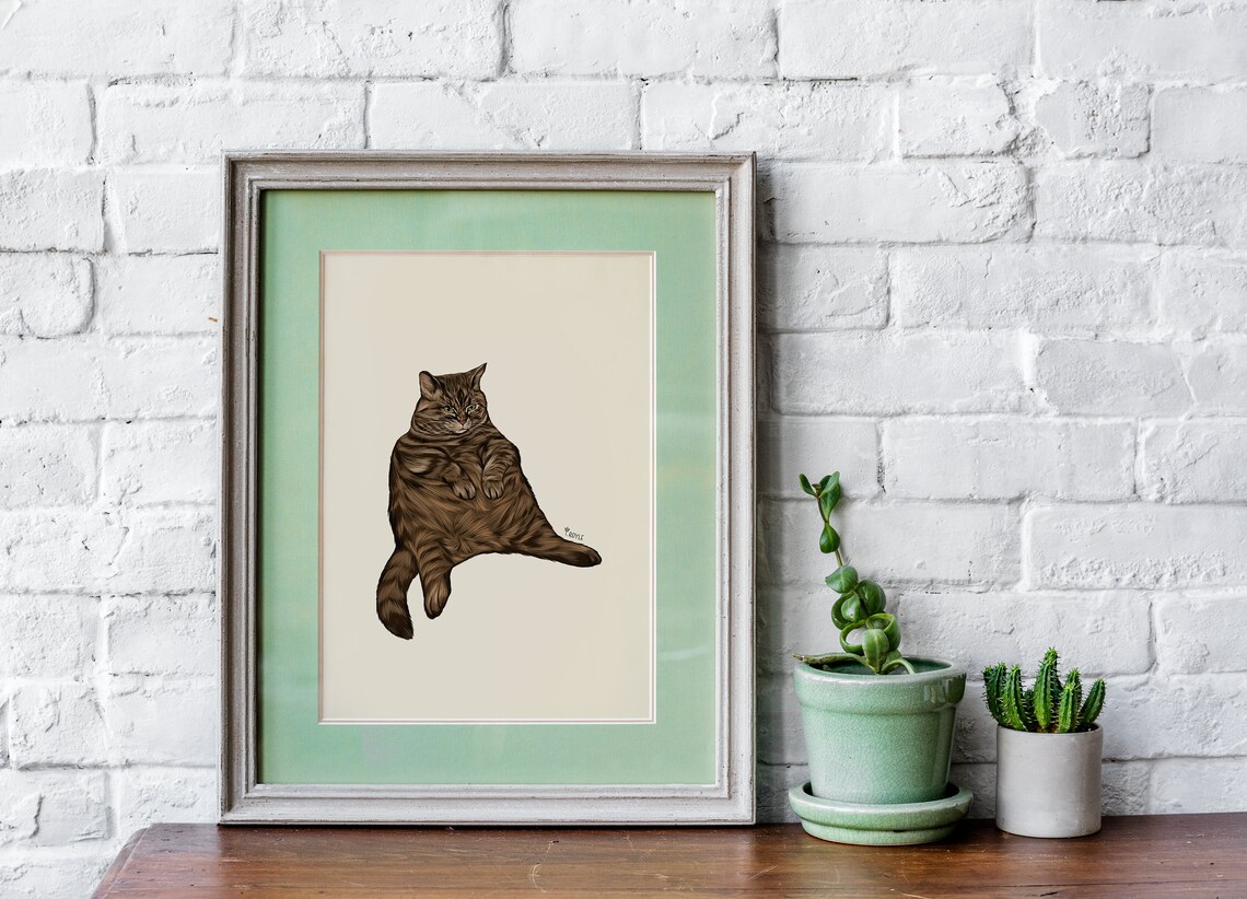 Funny Fat Cat, Yoga Cat Art Print - Image 2