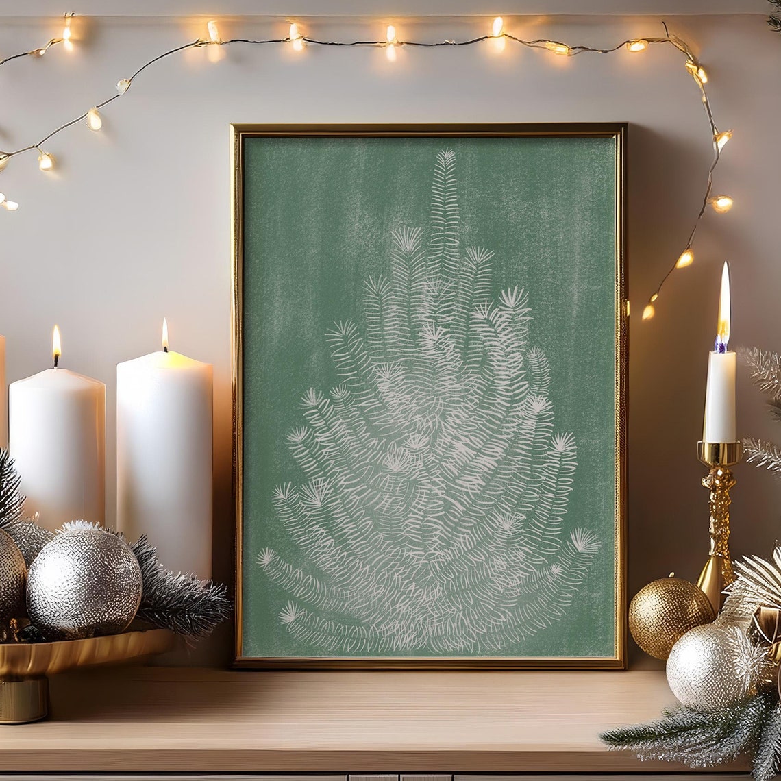 Fir Tree Illustration Vintage Print Wall Art