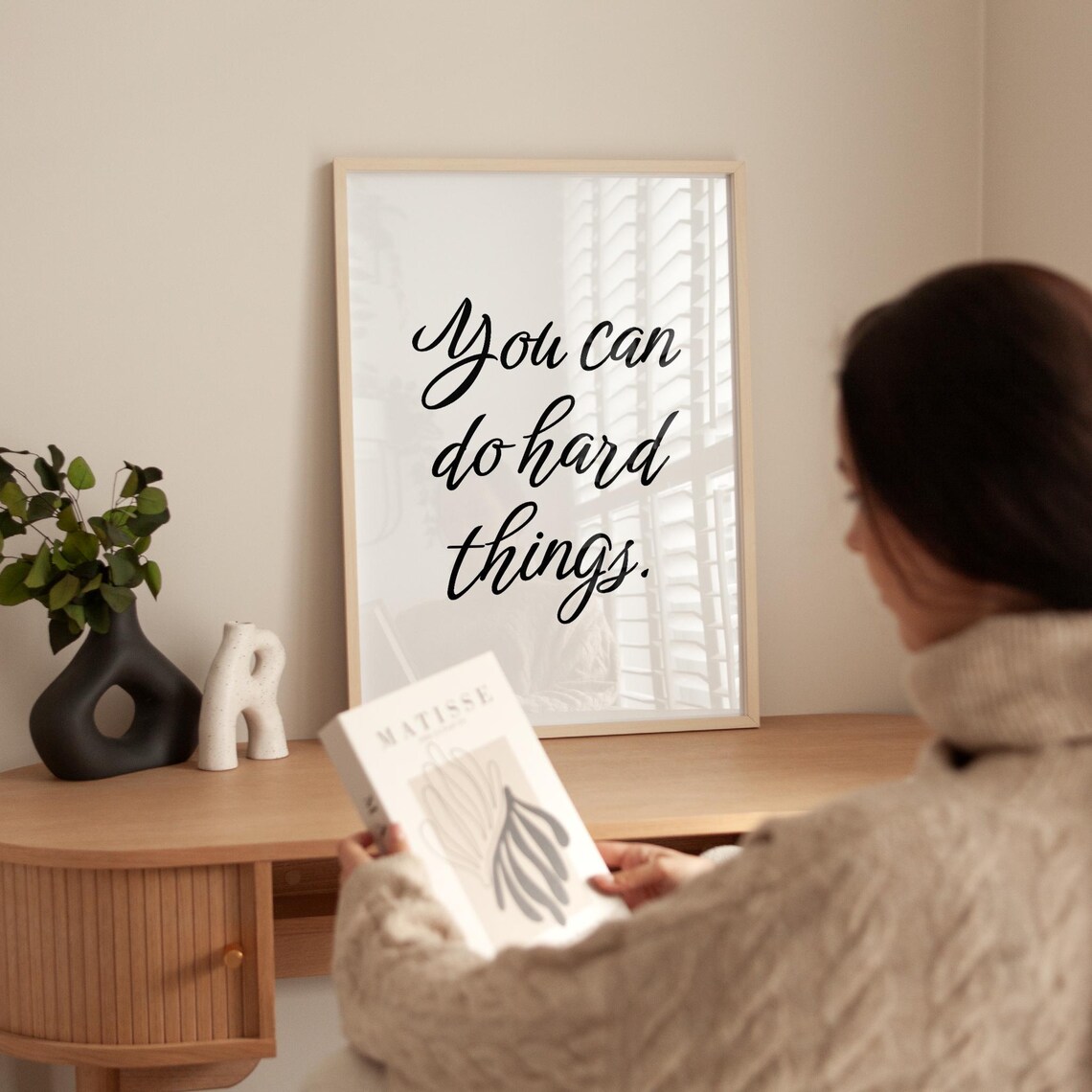 You Can Do Hard Things Black Script Calligraphy Affirmation Quote Poster - Image 3
