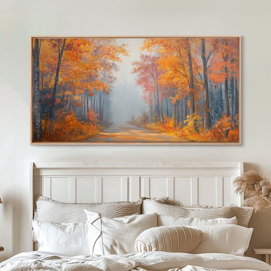 Fall In The Forest Moody Autumn Trees Misty Road Landscape Poster - Image 3