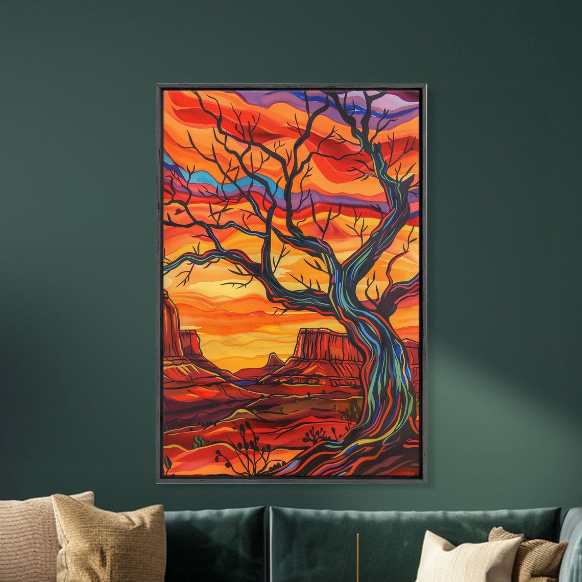 Twisted Desert Tree Canyon Sunset Fiery Colorful Southwest Art Poster - Image 5