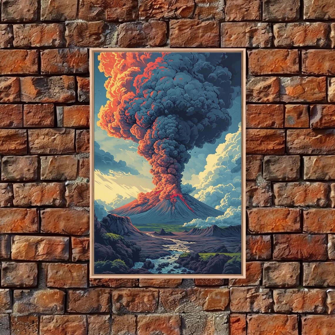 Volcano Eruption Ash Cloud Lava Flow Dramatic Nature Wall Art - Image 4