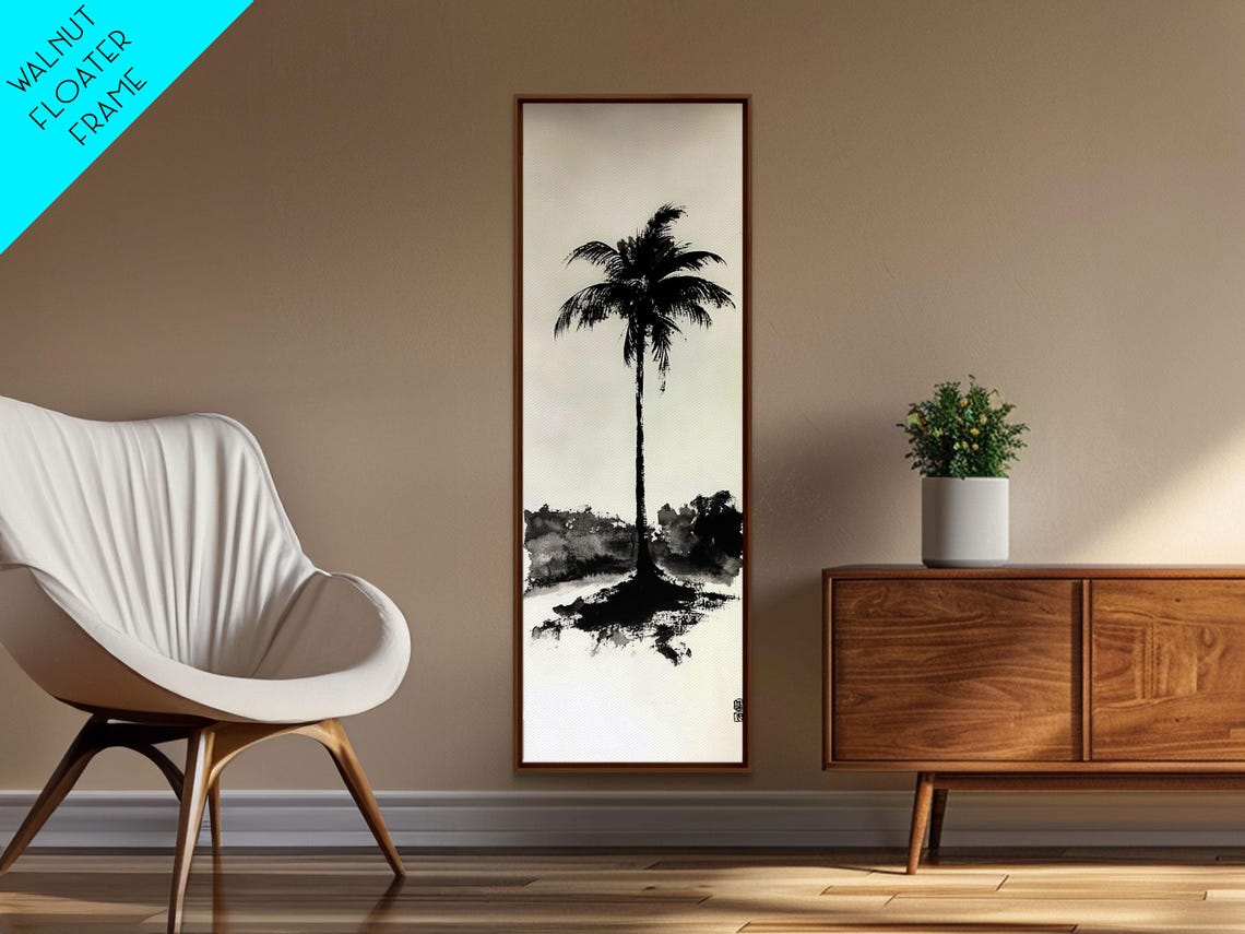 Minimalist Black And White Palm Tree Ink Tropical Zen Art Poster - Image 6