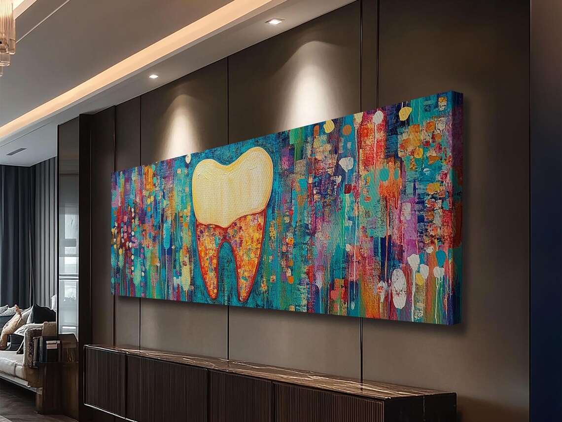 Colorful Tooth Mosaic Dental Office Art Dentist Gift Decor Poster - Image 2