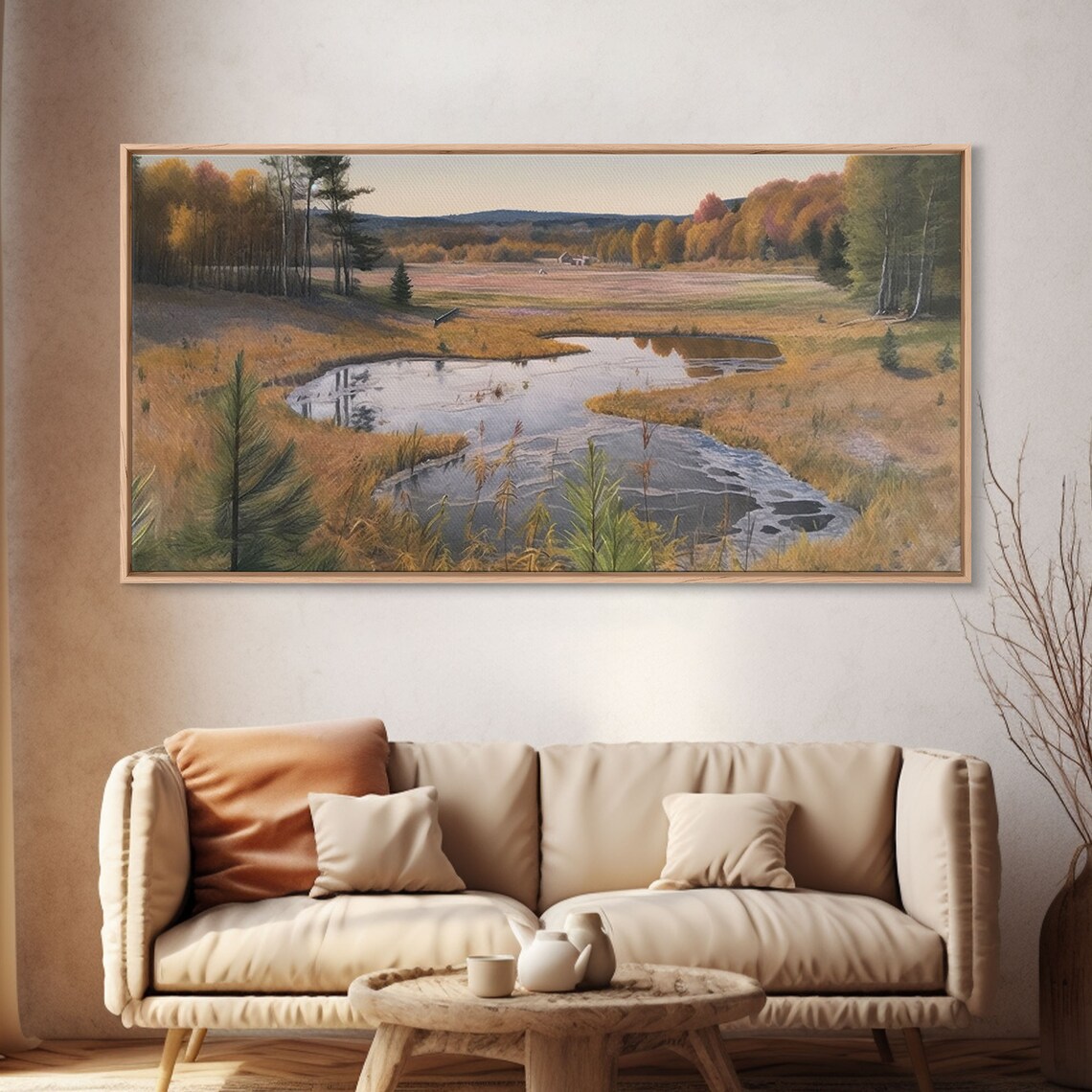 Pond Wall Art Landscape Wall Decor Trees Wall Art Nature Wall Decor Panoramic Wall Decor Print Wall Art Framed Art - Image 5