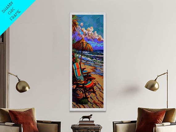 Coastal Printed Art Beach Wall Art Framed Contemporary Narrow Wall Art Print New House Gift For Her Surf Wall Art For Beach House