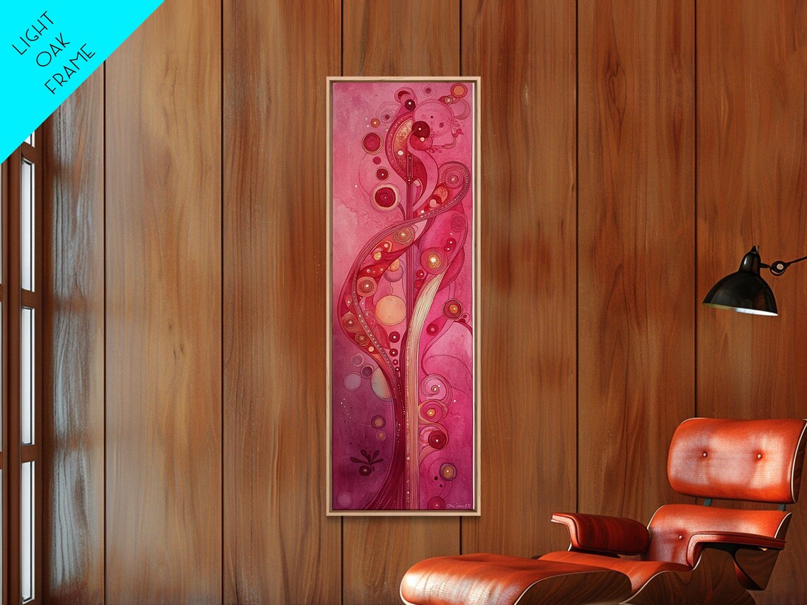 Pink Art Nouveau Abstract Botanical Swirls Modern Decor Wall Art - Image 3