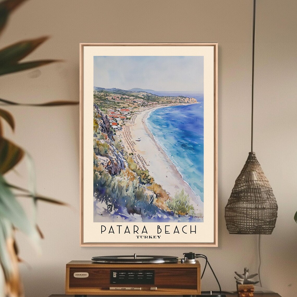 Patara Beach Turkey Aerial Long Sand Shore Turquoise Sea Umbrella Poster - Image 2