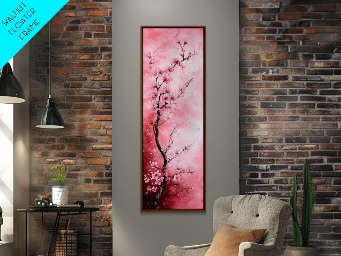 Cherry Blossom Tree Watercolor Pink Blossom Spring Tall Wall Art - Image 6