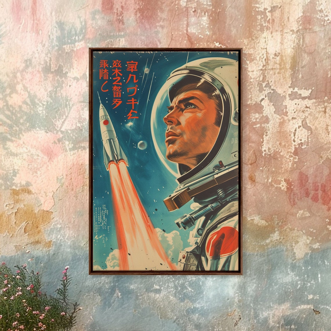 1950s Retro Japanese Space Age Astronaut Rocket Launch Travel Poster - Image 4