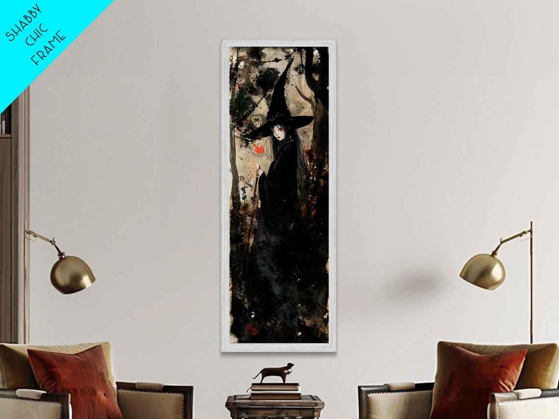 Enchanting Witch In Black Holding Red Rose Gothic Fantasy Art Poster - Image 6