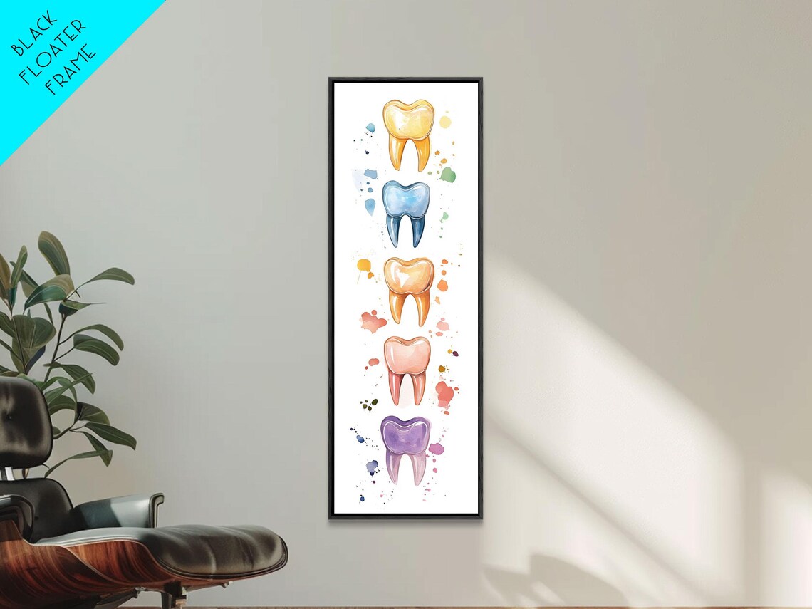 Watercolor Teeth Art Print, Whimsical Dental Decor - Image 2